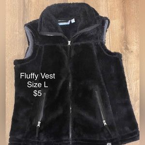 Black Fluffy Vest